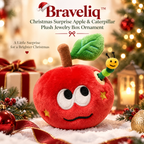 Braveliq™ Christmas Surprise Apple & Caterpillar Plush Jewelry Box Ornament