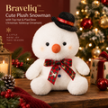 Braveliq™ Plush Snowman with Top Hat & Plaid Bow
