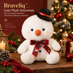 Braveliq™ Plush Snowman with Top Hat & Plaid Bow