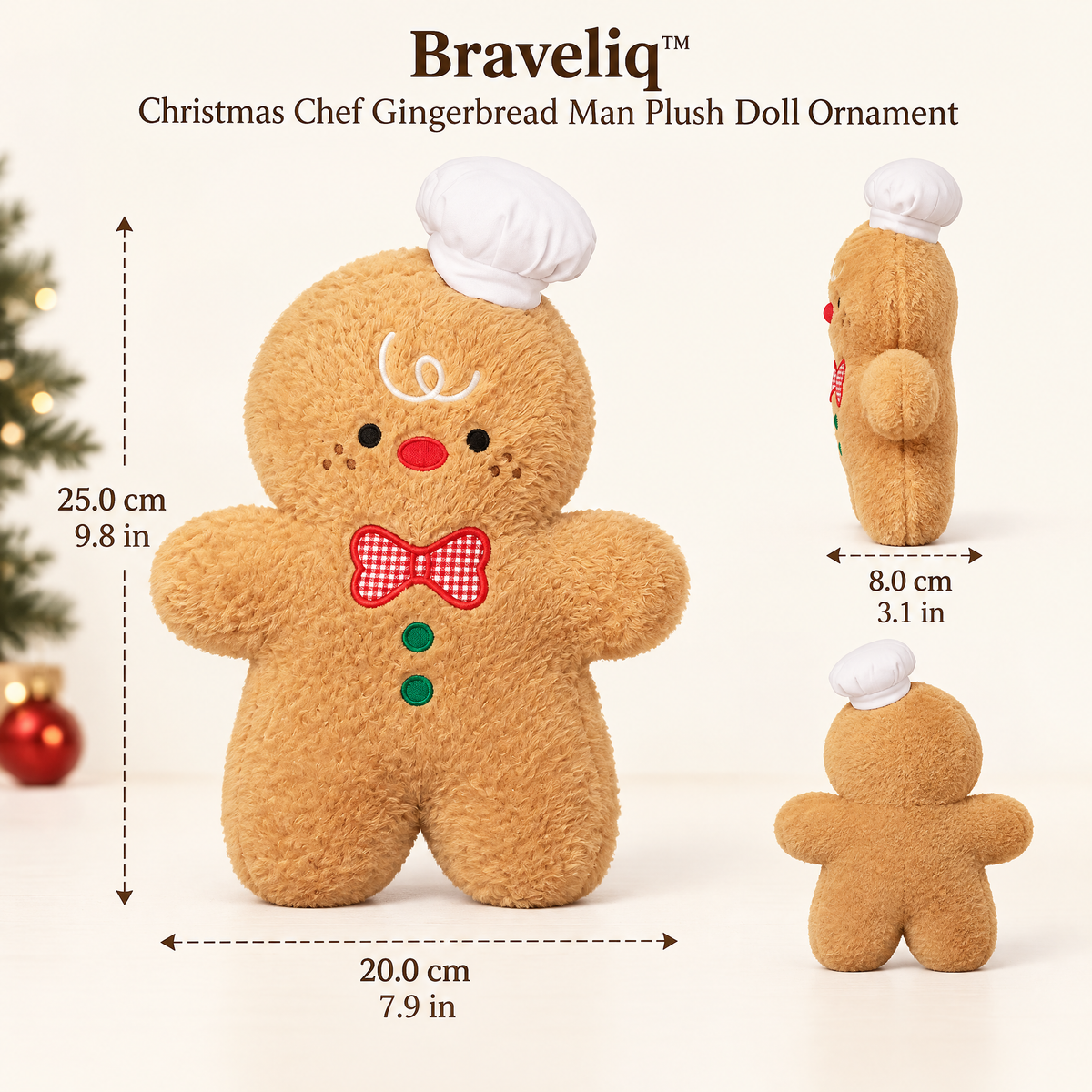 Braveliq™ Christmas Chef Gingerbread Man Plush Doll