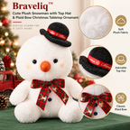 Braveliq™ Plush Snowman with Top Hat & Plaid Bow