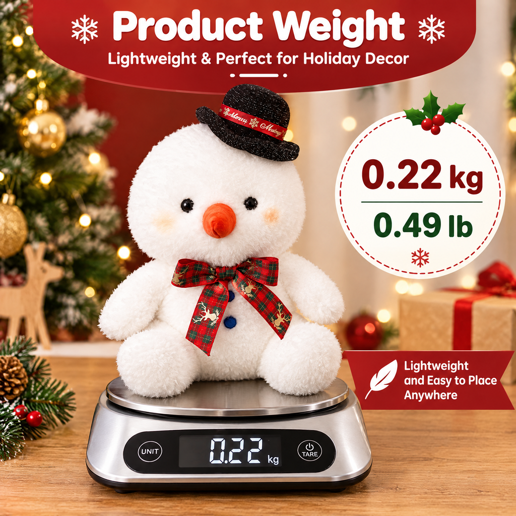 Braveliq™ Plush Snowman with Top Hat & Plaid Bow