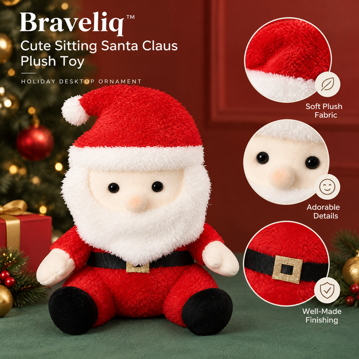 Braveliq™ Sitting Santa Claus Plush Holiday Decor