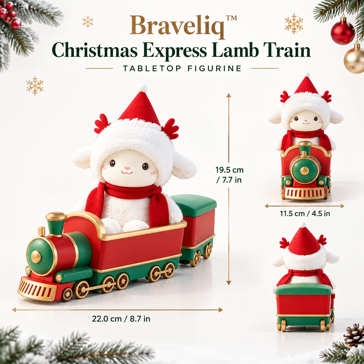 Braveliq™ Christmas Express Lamb Train Tabletop Figurine