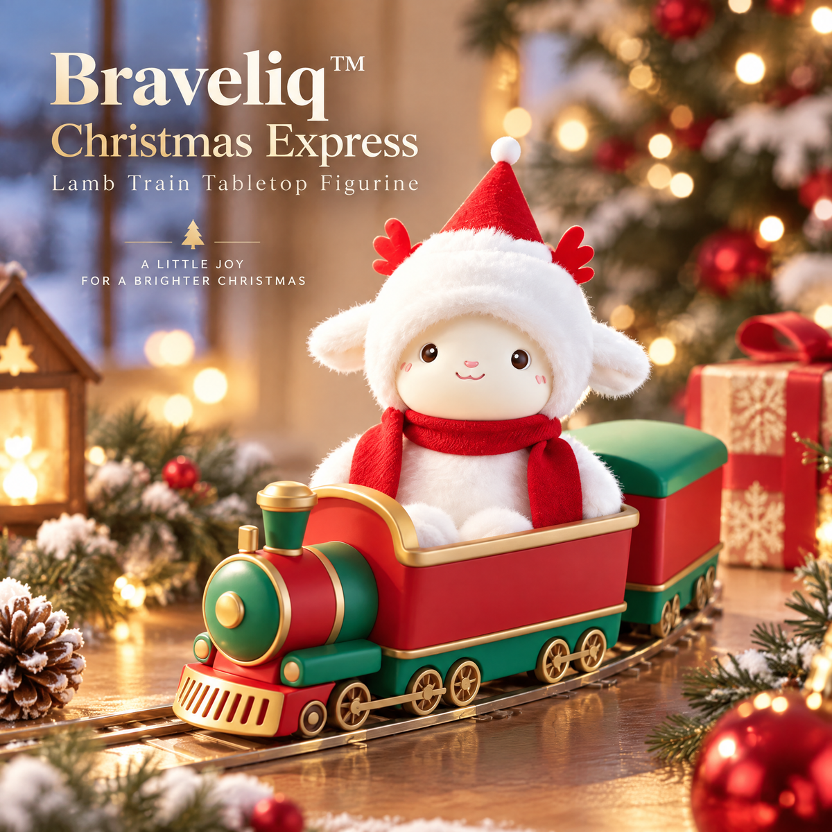 Braveliq™ Christmas Express Lamb Train Tabletop Figurine