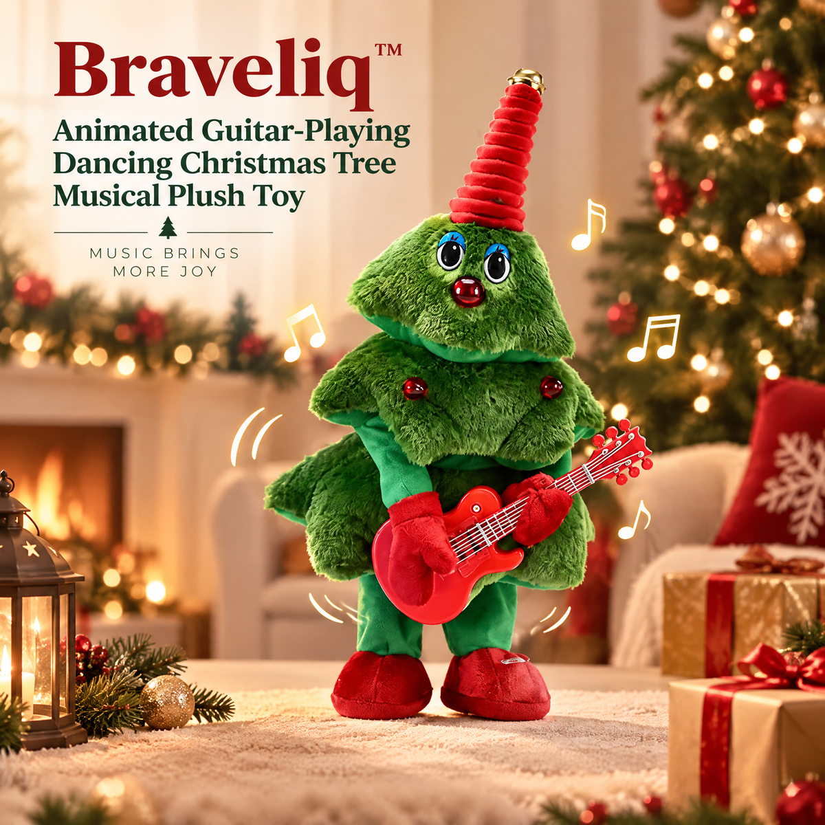 Braveliq™ Animated Guitar-Playing Dancing Christmas Tree Musical Plush Toy
