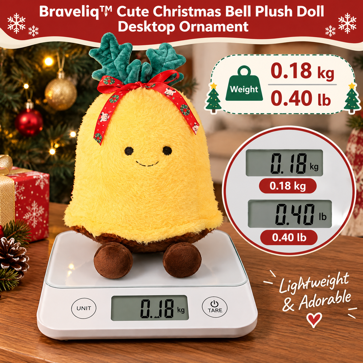 Braveliq™ Cute Christmas Bell Plush Desktop Ornament