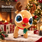 Braveliq™ Big-Eyed Red-Nosed Christmas Reindeer Plush