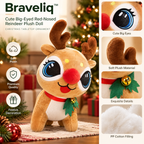 Braveliq™ Big-Eyed Red-Nosed Christmas Reindeer Plush