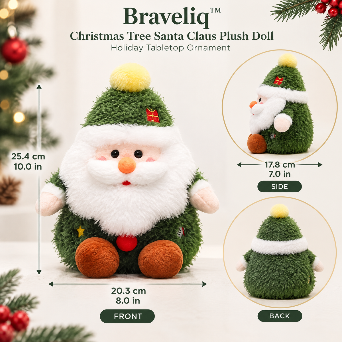 Braveliq™ Christmas Tree Santa Claus Plush Doll