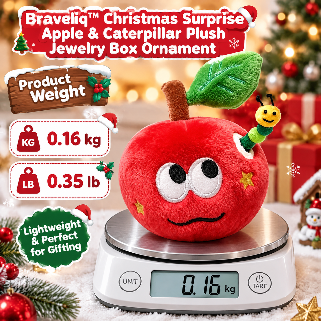Braveliq™ Christmas Surprise Apple & Caterpillar Plush Jewelry Box Ornament