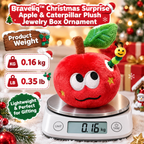Braveliq™ Christmas Surprise Apple & Caterpillar Plush Jewelry Box Ornament