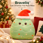 Braveliq™ Cute Christmas Tree Plush Pillow with Santa Hat