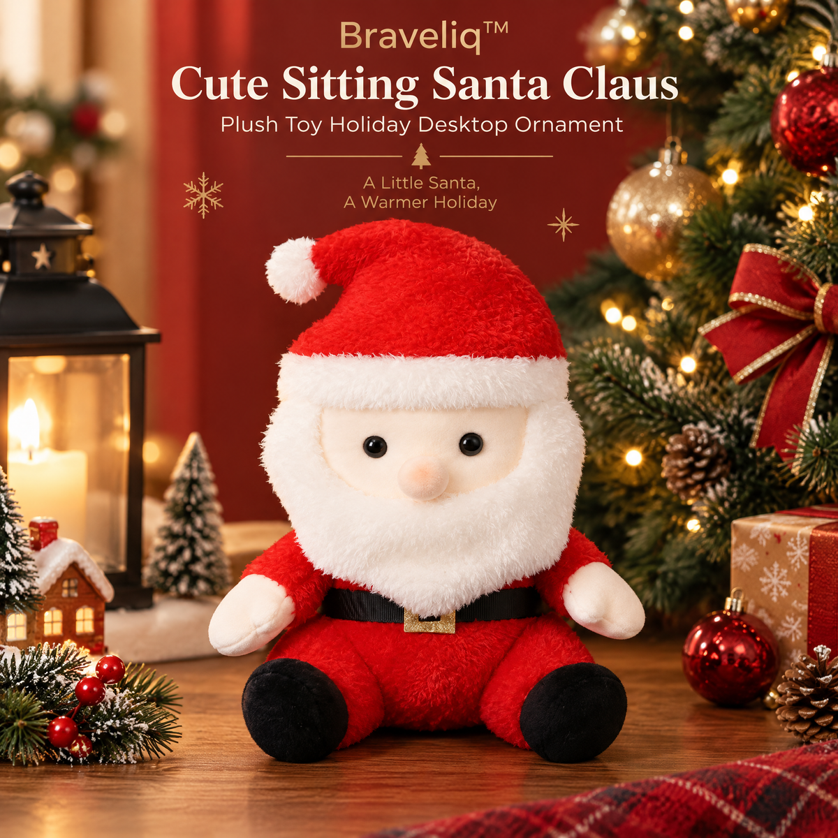 Braveliq™ Sitting Santa Claus Plush Holiday Decor