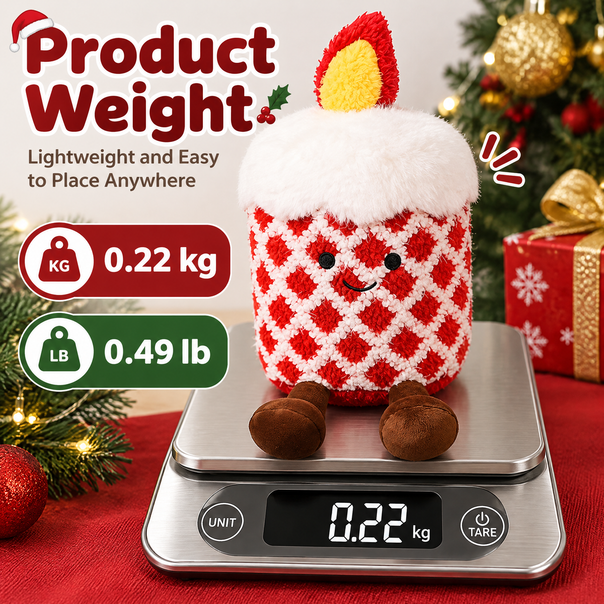 Braveliq™ Smiling Christmas Candle Plush with Dangling Legs