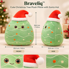Braveliq™ Cute Christmas Tree Plush Pillow with Santa Hat