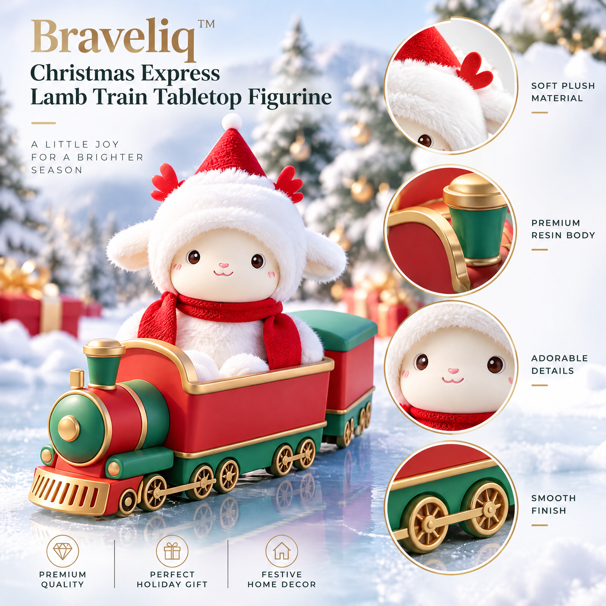 Braveliq™ Christmas Express Lamb Train Tabletop Figurine