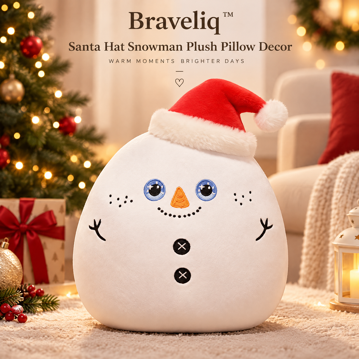 Braveliq™ Santa Hat Snowman Plush Pillow Decor