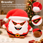Braveliq™ Cool Sunglasses Santa Claus Plush Pillow Ornament