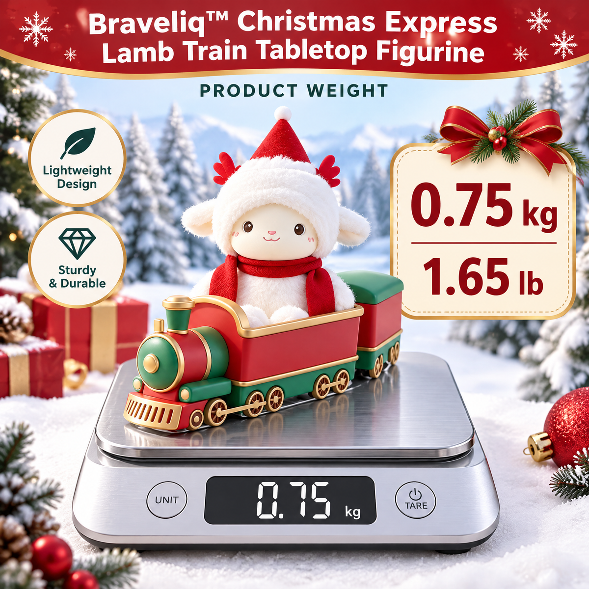 Braveliq™ Christmas Express Lamb Train Tabletop Figurine