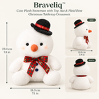 Braveliq™ Plush Snowman with Top Hat & Plaid Bow